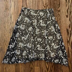 Black floral midi skirt